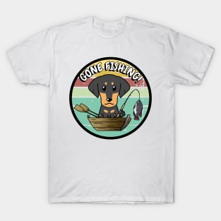 Cute dachshund dog has gone fishing T-Shirt